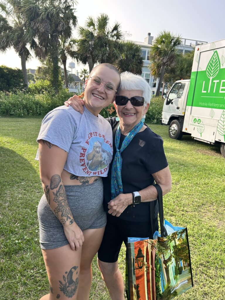 Baily McNally (l) & Pat Leiby (r) standing together in park